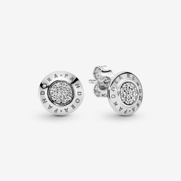Sparkling Pandora Australia Logo Stud Earrings Pandora Australia Sterling Silver